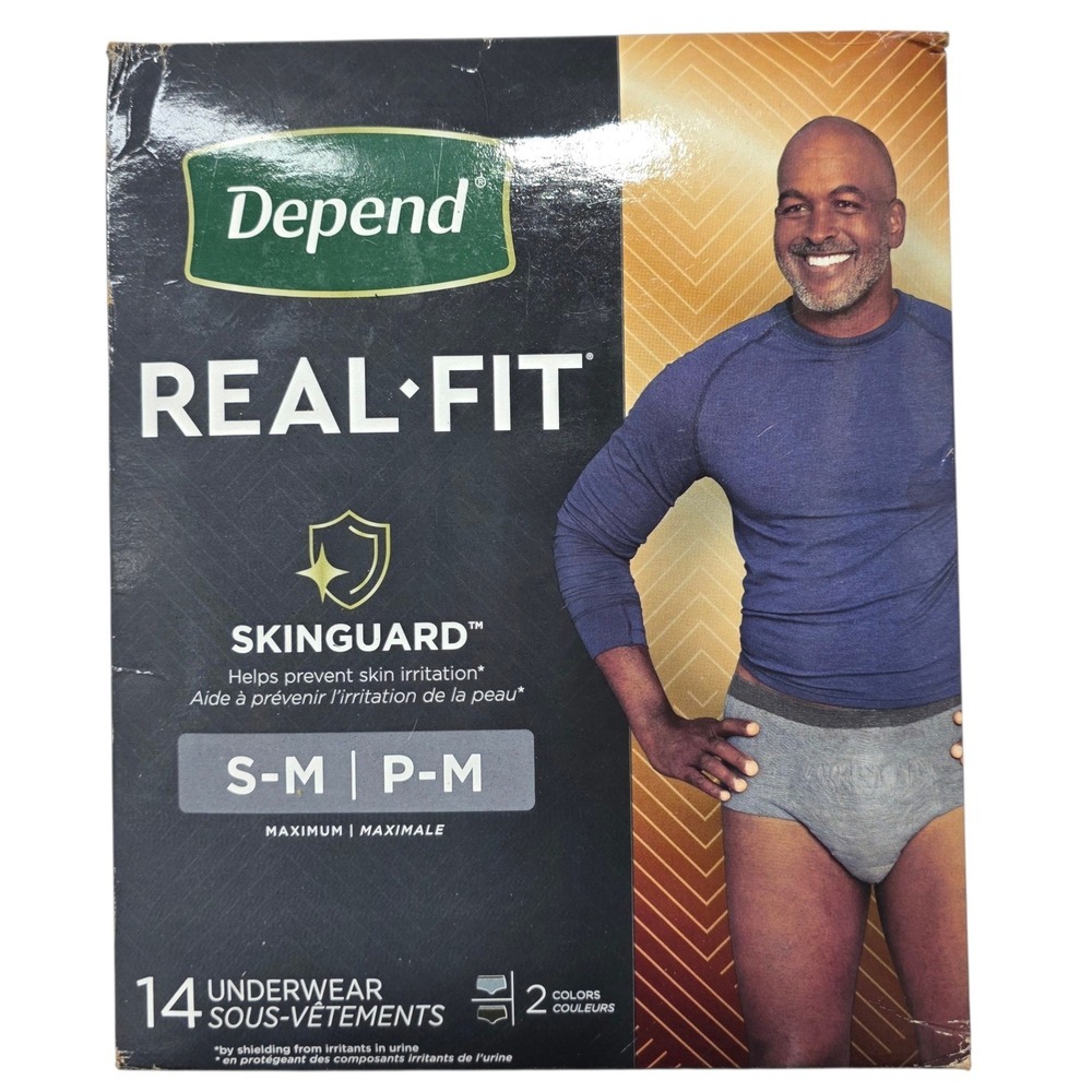 Depend Real Fit Men Underwear Maximum Absorbency S M 14 Count SkinGuard